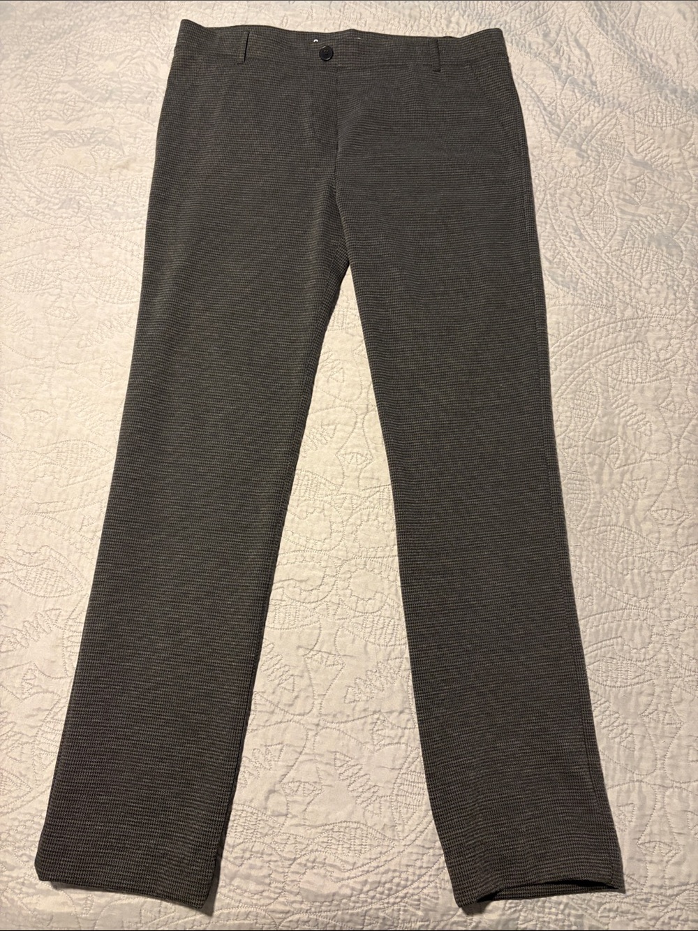 Betabrand Dark Charcoal Mini-check Knit Dress Pants, sz XLT